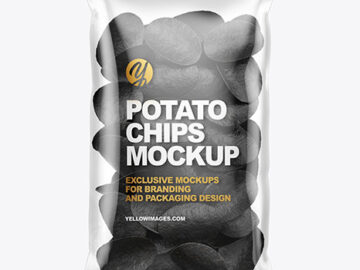 Bag With Black Potato Chips Mockup