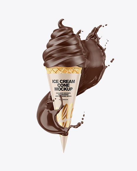 Ice Cream Cone with Splash Mockup