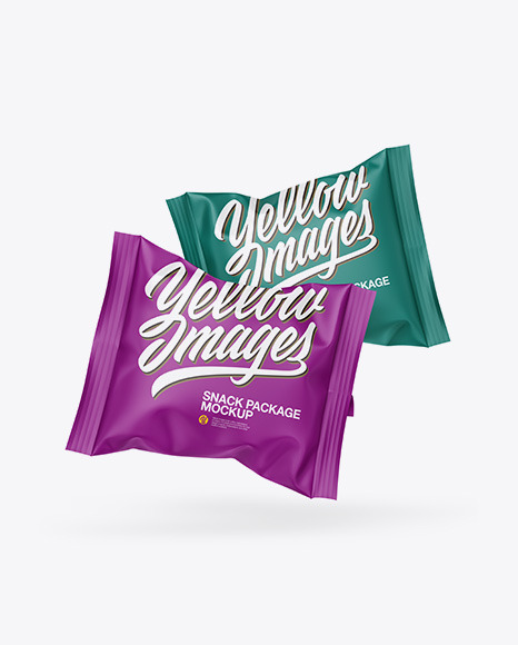 Two Matte Snack Packages Mockup