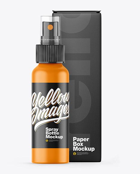 Matte Spray Bottle w/ Box Mockup