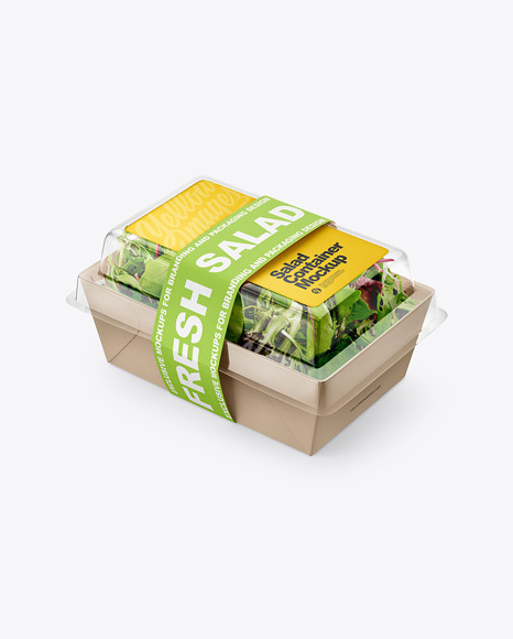 Salad Container Box Mockup - Half Side View