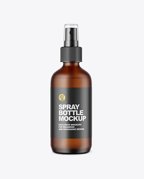 Frosted Amber Glass Spray Bottle Mockup