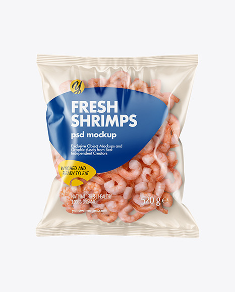 Plastic Bag With Shrimps Mockup