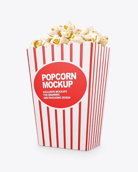 Popcorn Bag Mockup -Half Side View
