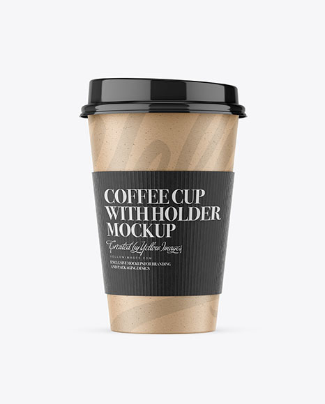 Kraft Coffee Cup With Holder Mockup