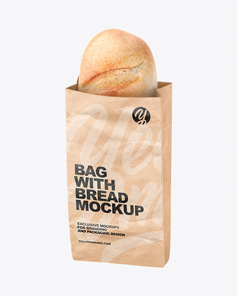 Paper Bag With Bread Mockup