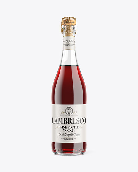 Clear Glass Lambrusco Bottle With Red Wine Mockup