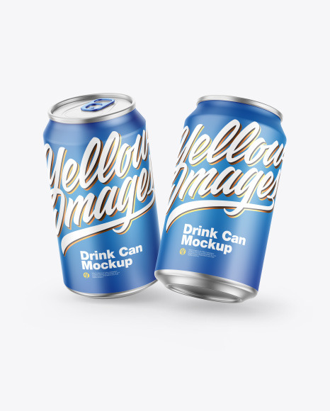 Metallic Drink Cans w/ Matte Finish Mockup