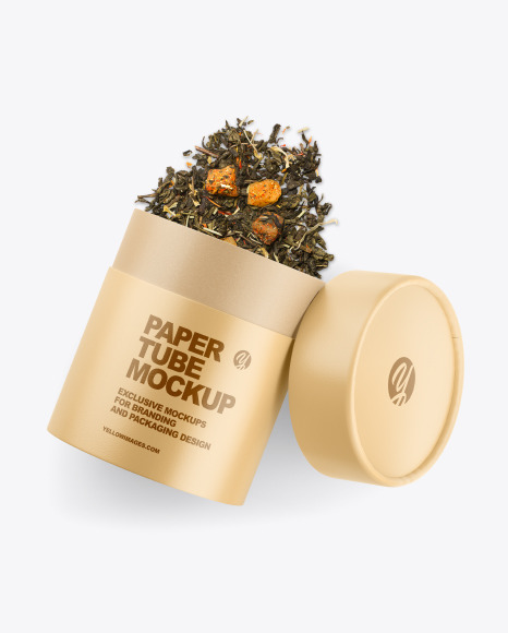 Glossy Paper Tube W/ Tea Mockup