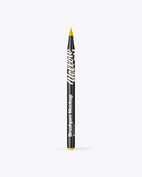 Glossy Plastic Opened Brush Pen Mockup - Front View