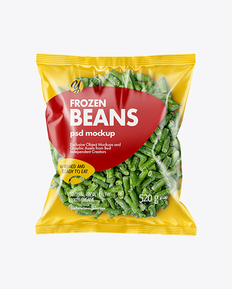 Plastic Bag With Frozen Beans Mockup