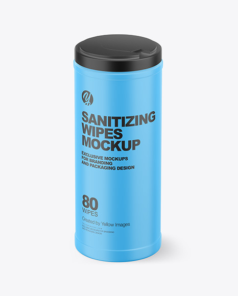 Matte Closed Sanitizing Wipes Canister Mockup