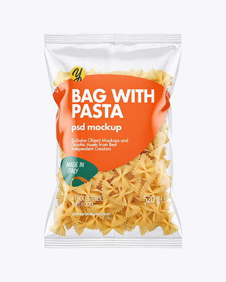 Plastic Bag With Farfalle Pasta Mockup
