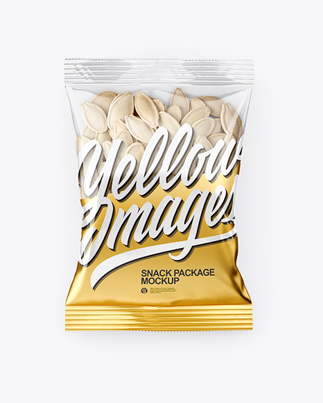Clear Plastic Pack with Pumpkin Seeds Mockup - Top View