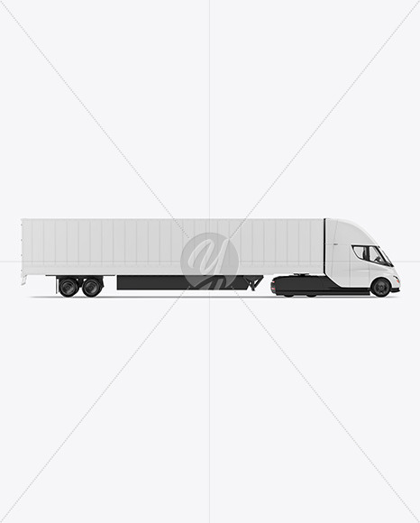 Electric Semi-Truck with Trailer Mockup