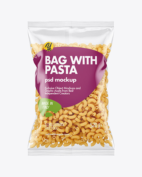 Plastic Bag With Chifferini Rigati Pasta Mockup