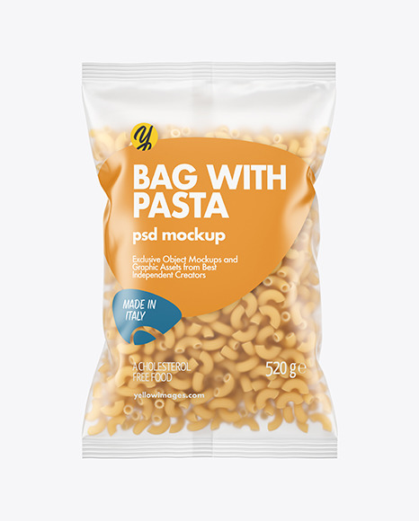 Matte Plastic Bag With Chifferini Rigati Pasta Mockup