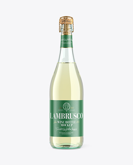 Clear Glass Lambrusco Bottle With White Wine Mockup