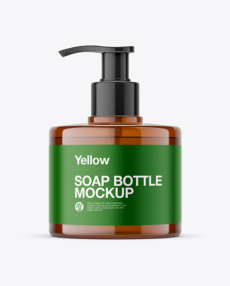 Amber Soap Bottle with Pump Mockup