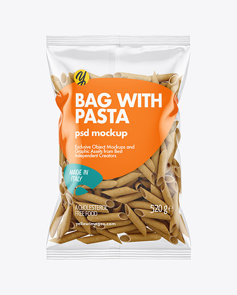 Whole Wheat Pennoni Rigati Pasta Bag Mockup