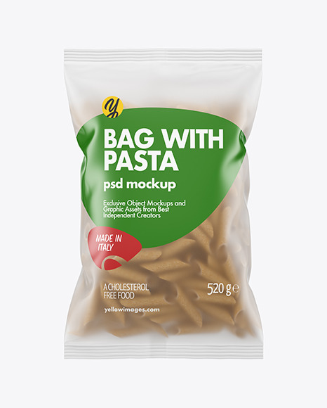 Whole Wheat Pennoni Rigati Pasta Frosted Bag Mockup