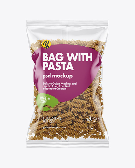 Whole Wheat Fusilli Pasta Bag Mockup