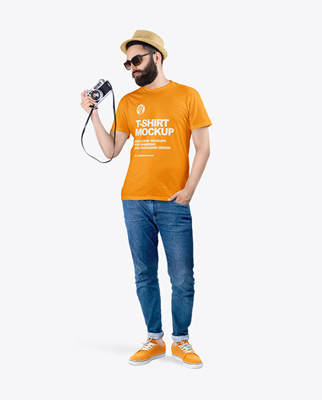 Man in a T-Shirt and Jeans Mockup