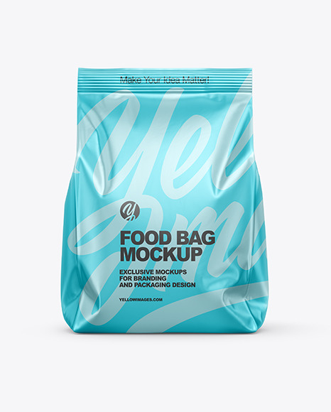 Matte Metallic Food Bag Mockup - Front View