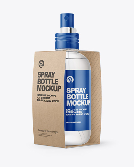Sprayer Bottle Kraft Paper Pack Mockup - Half Side View
