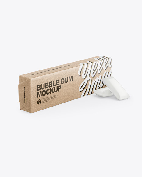 Chewing Bubble Gum Pads Kraft Packaging Mockup - Half Side View
