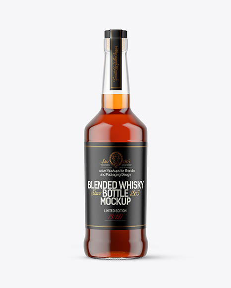 Clear Glass Bottle with Whisky Mockup