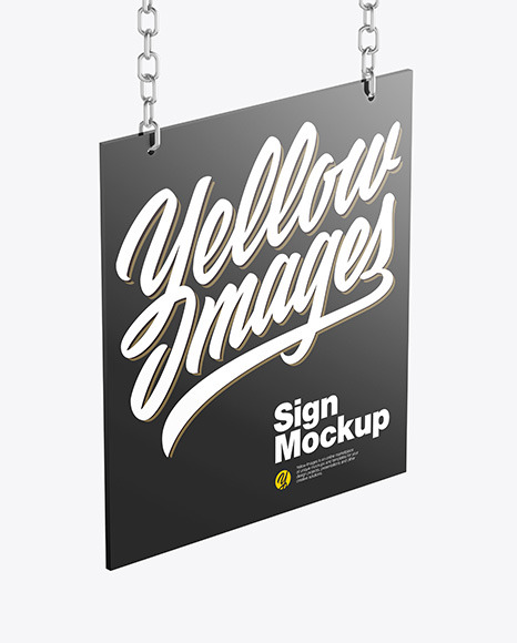 Sign w/ Metallic Chain Mockup