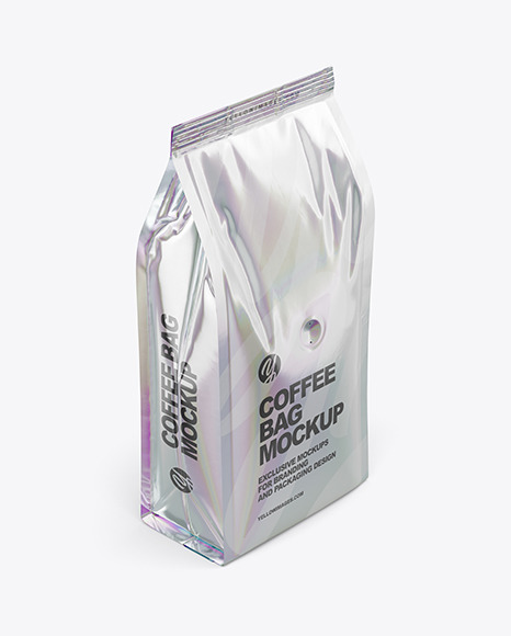 Metallic Coffee Bag Mockup - Half Side View