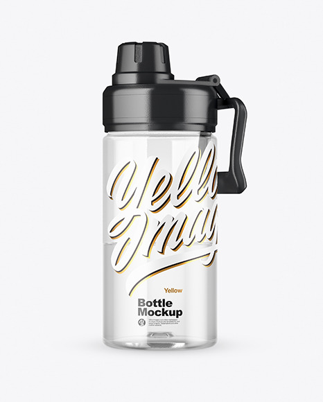 Clear Sport Bottle with Water Mockup