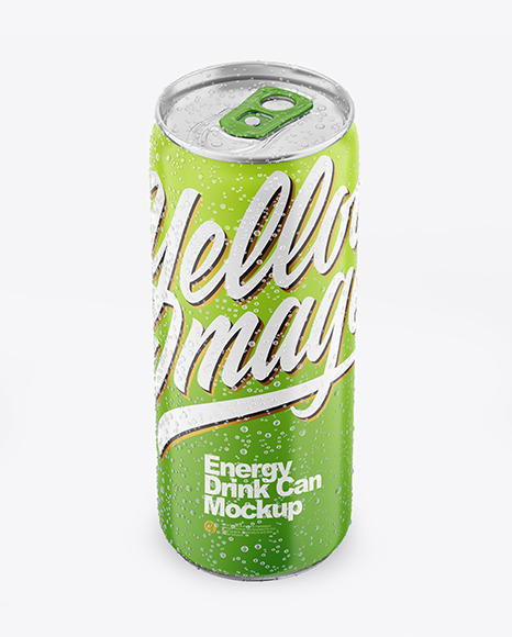 Metallic Drink Can With Matte Finish And Condensation Mockup