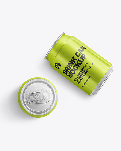 Two 330ml Alluminium Drink Cans Mockup