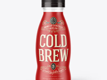 Plastic Bottle w/ Cold Brew Coffee Mockup