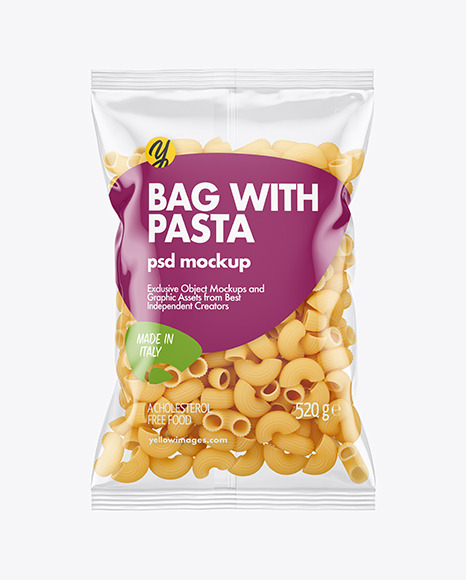 Plastic Bag With Pipe Rigate Pasta Mockup