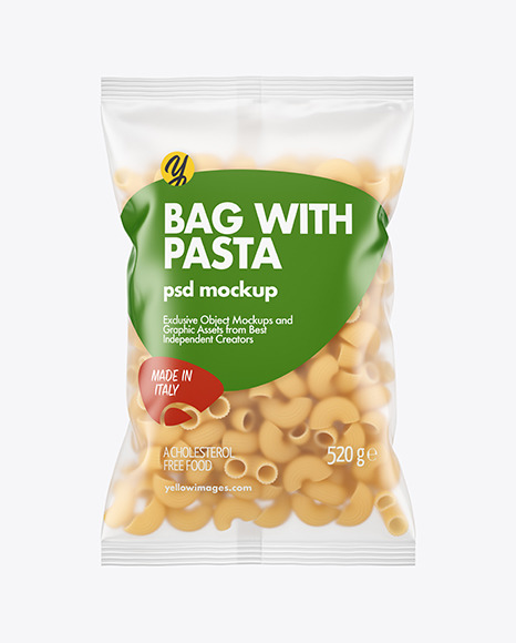 Matte Plastic Bag With Pipe Rigate Pasta Mockup