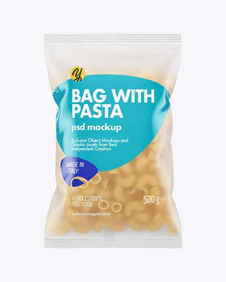 Frosted Plastic Bag With Pipe Rigate Pasta Mockup