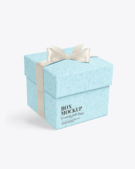 Square Gift Box w/ Bow Mockup