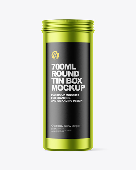 700ml Matte Metallic Round Tin Box Mockup