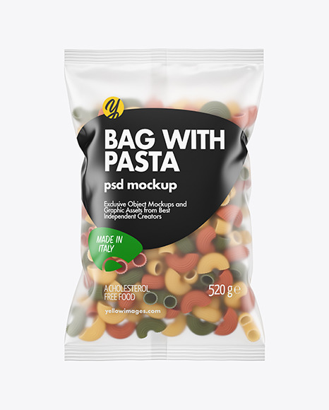 Matte Plastic Bag With Tricolor Pipe Rigate Pasta Mockup