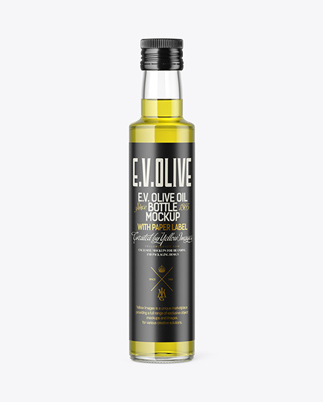 250ml Clear Glass Olive Oil Bottle Mockup