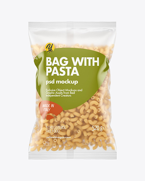Matte Plastic Bag With Chifferini Pasta Mockup