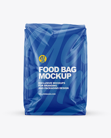 Glossy Food Bag Mockup - Front View