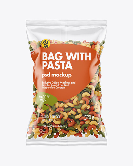 Plastic Bag With Tricolor Chifferini Pasta Mockup