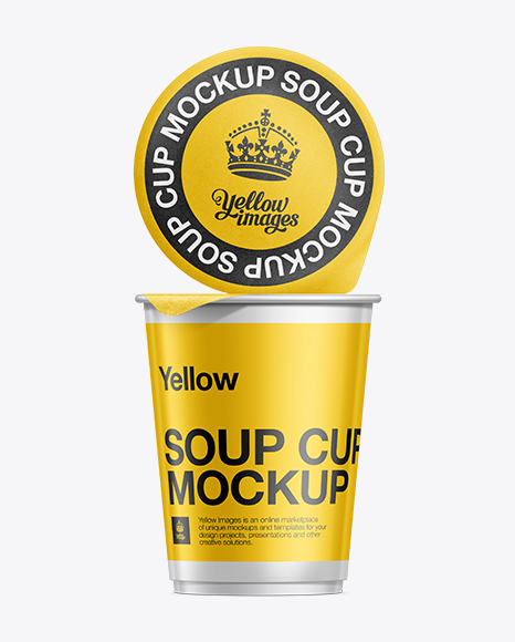 Plastic Soup Cup w/ Foil Lid Mockup