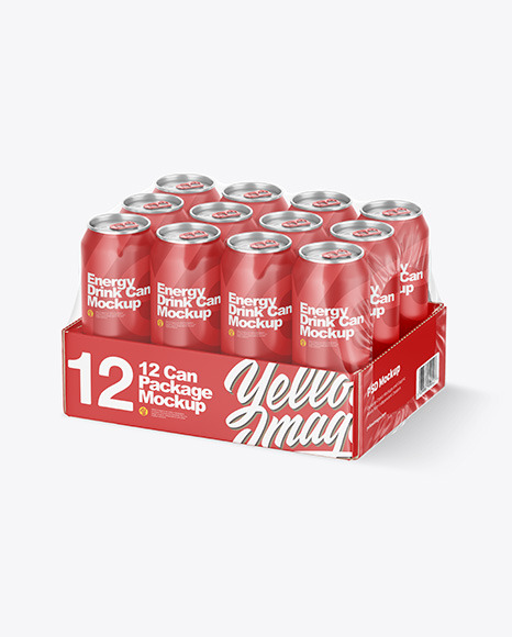 Transparent Pack with 12 Matte Cans Mockup