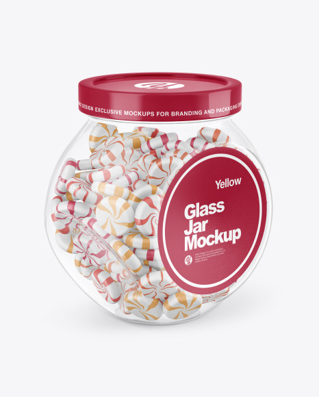 Glass Jar With Candies Mockup